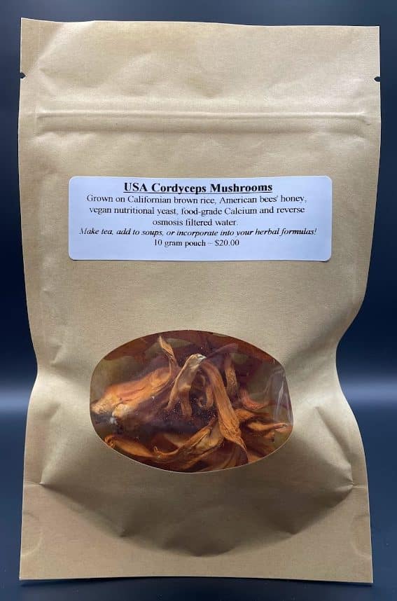 Package of cordyceps mushrooms