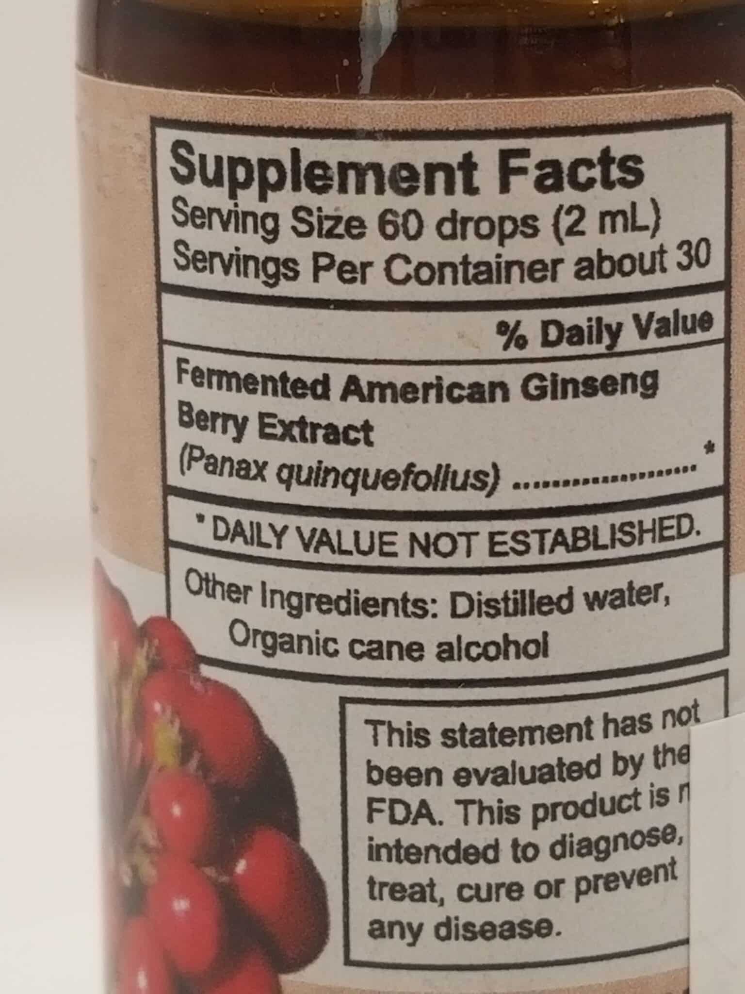 ginseng berry extract side label