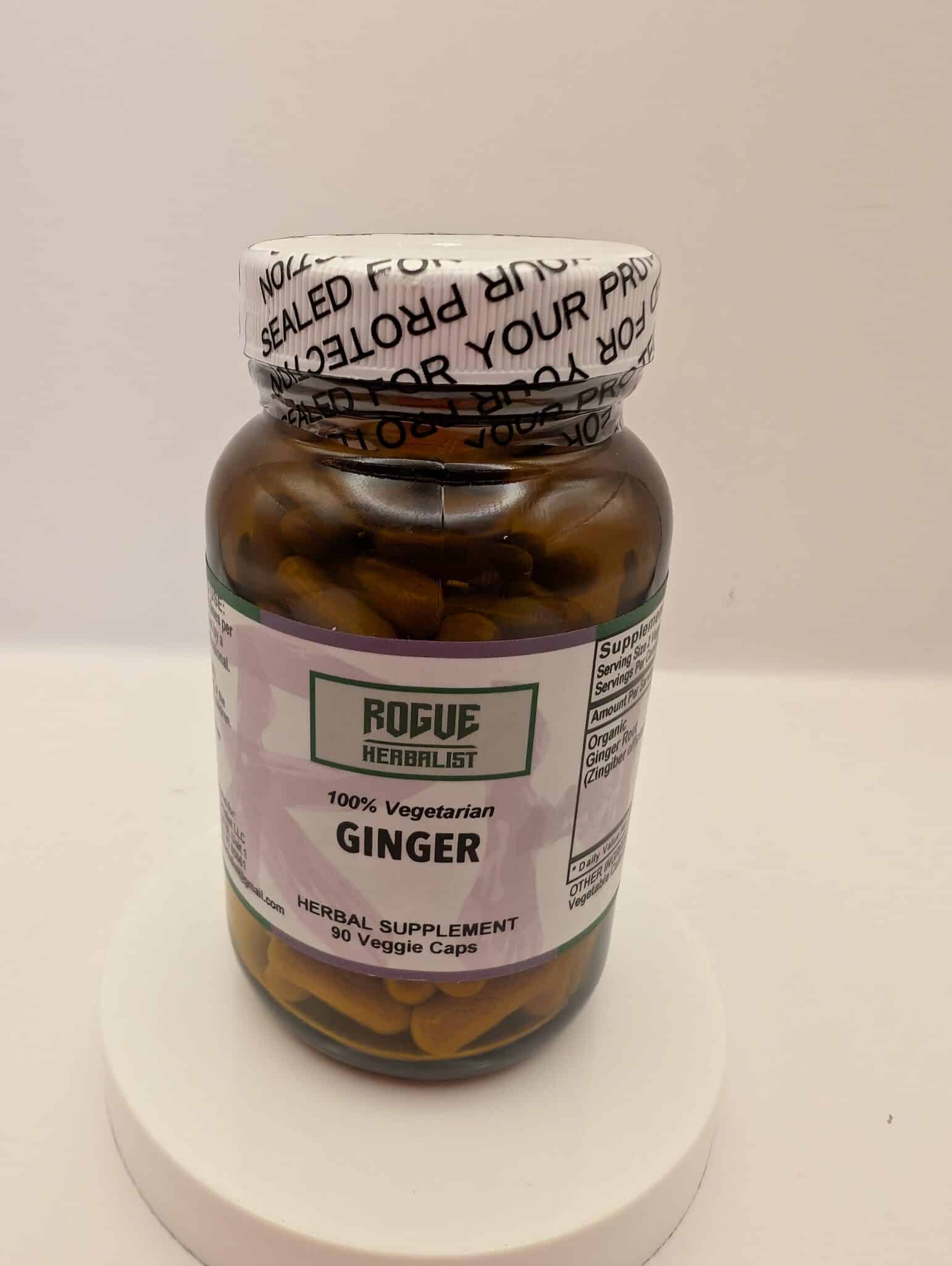 Rogue Herbalist Ginger Capsules – Organic Ginger Root Herbal Supplement 90 count
