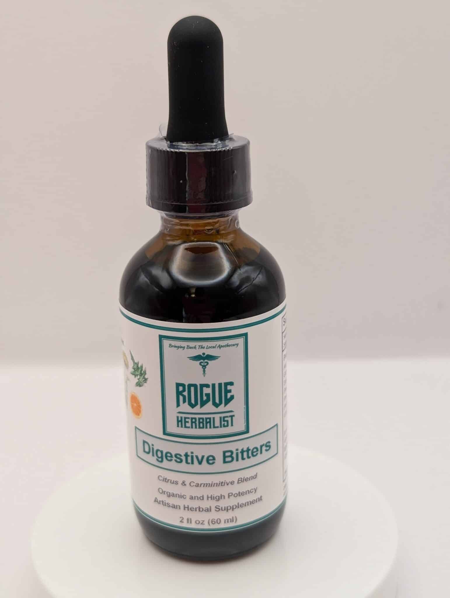 Digestive Bitters herbal tincture bottle – 2 oz front label – herbal digestion support formula