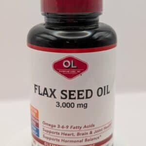 Flax Seed Oil 3000mg Softgels by Olympian Labs – Cold Pressed, High Lignan Omega-3 Supplement
