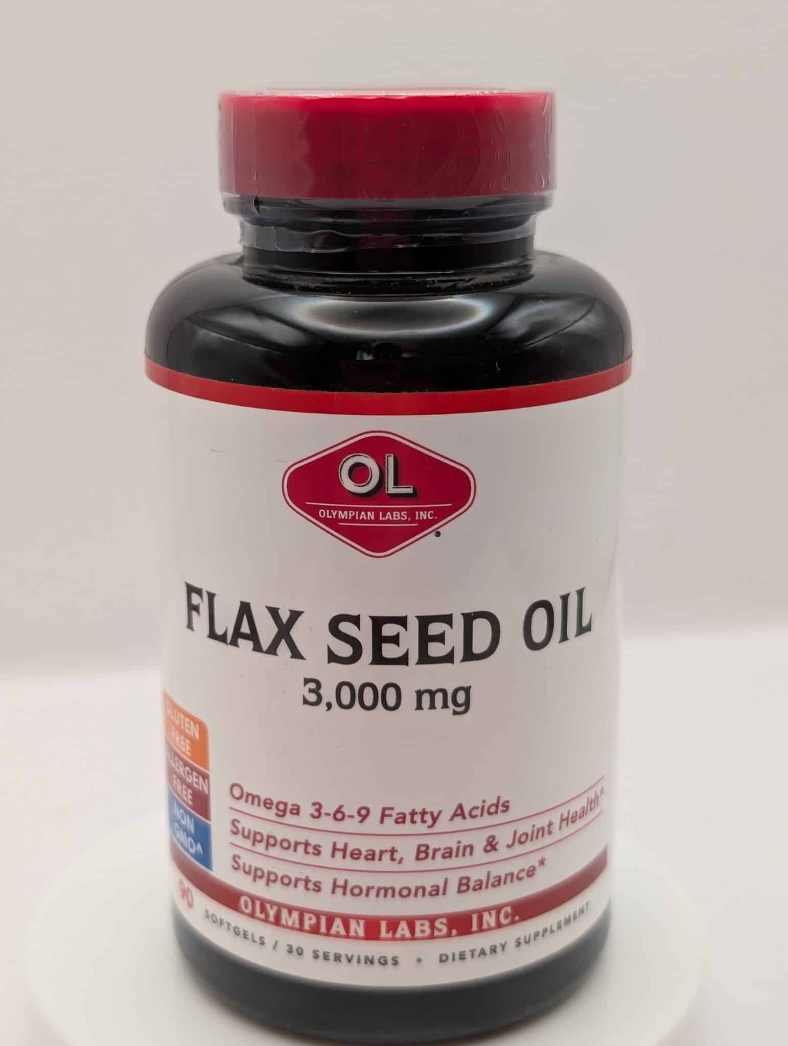 Flax Seed Oil 3000mg Softgels by Olympian Labs – Cold Pressed, High Lignan Omega-3 Supplement