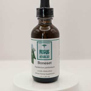 Bottle of Rogue Herbalist Boneset Tincture 2 oz made from Eupatorium perfoliatum in 60% cane alcohol and maple water