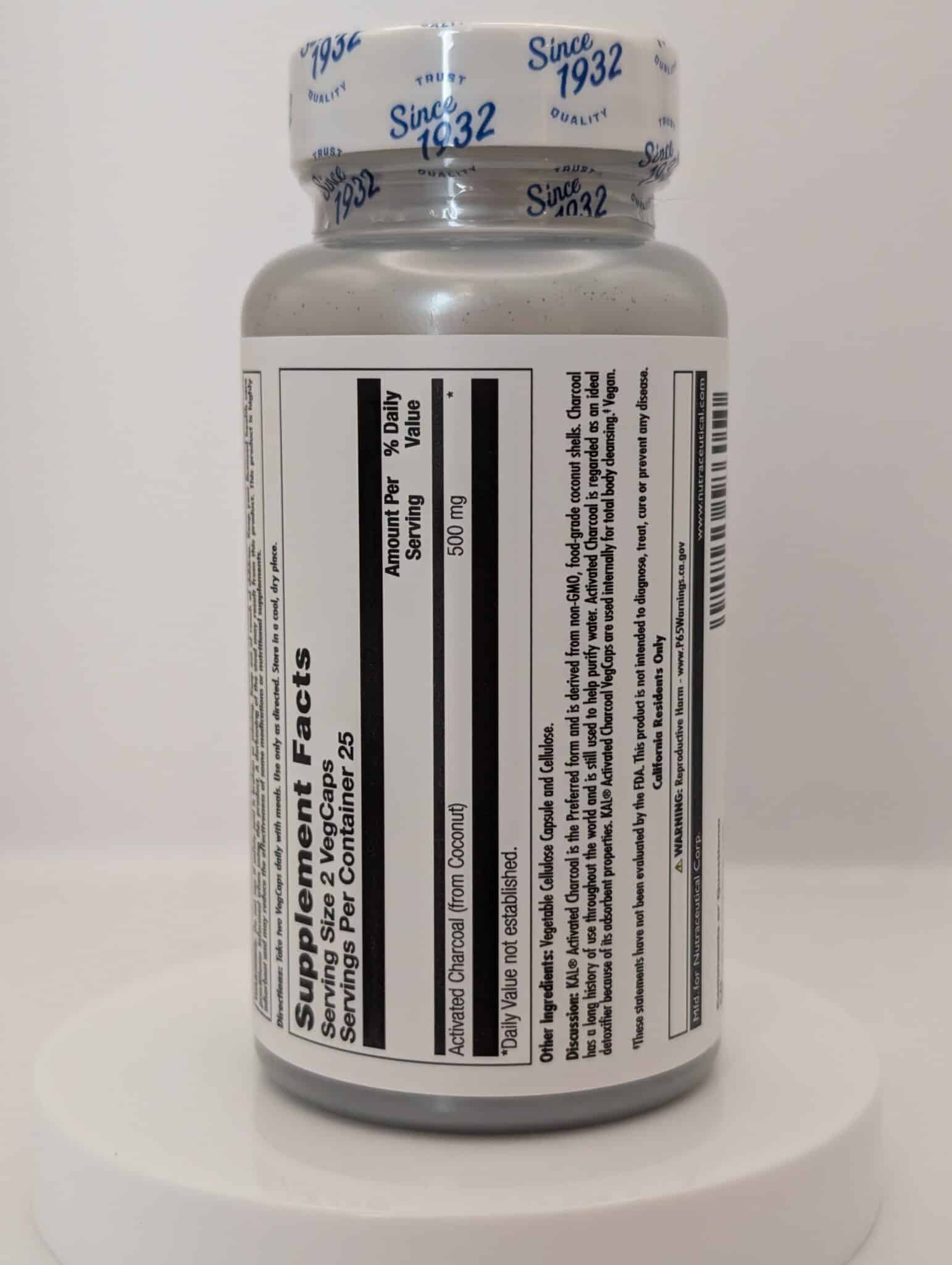 Activated Coconut Charcoal Capsules by KAL – 50 Capsules - Image 2