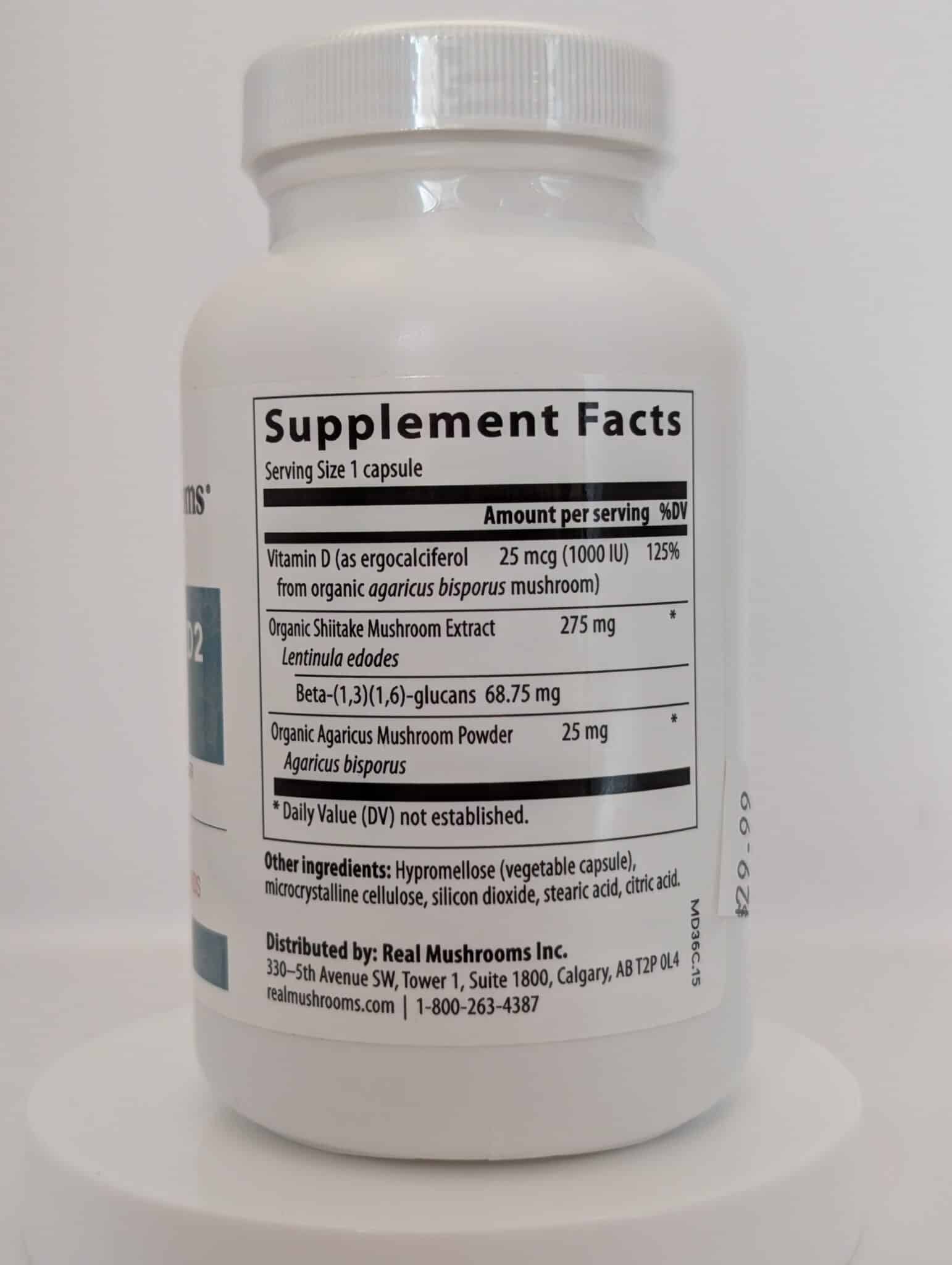 Mushroom D2 Capsules by Real Mushrooms – 120 Capsules - Image 2