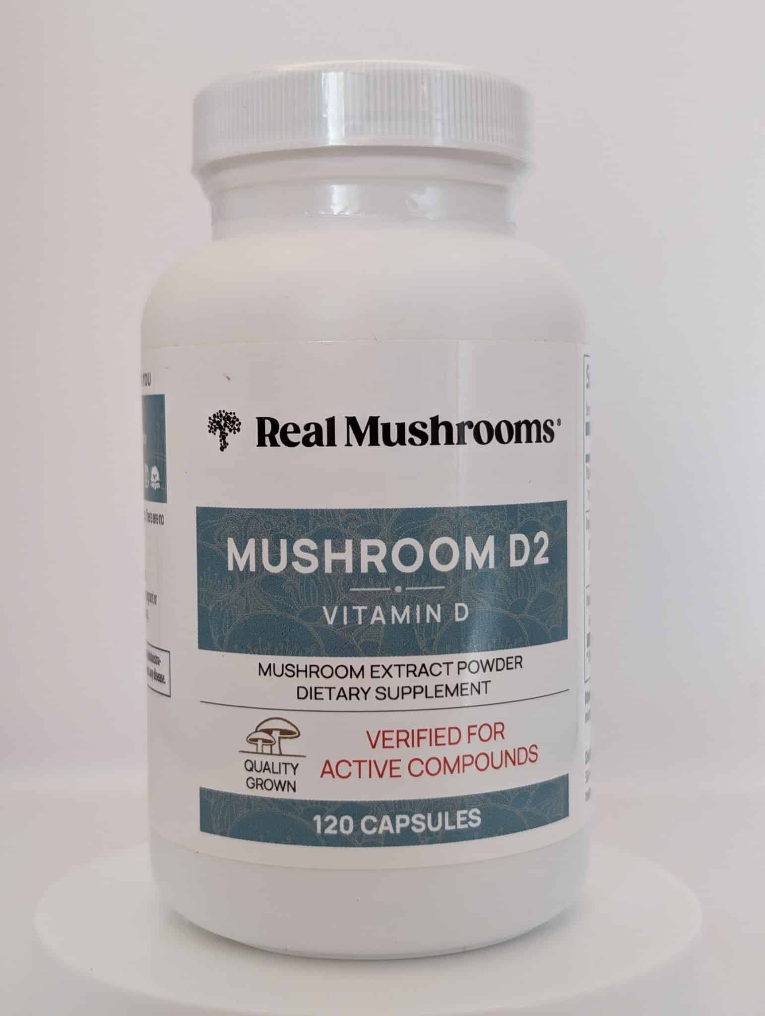 Mushroom D2 Capsules by Real Mushrooms – 120 Capsules